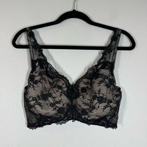 Victoria's Secret Dream Angels Lined Demi Bra Lace Long Line Nude Black 36DD